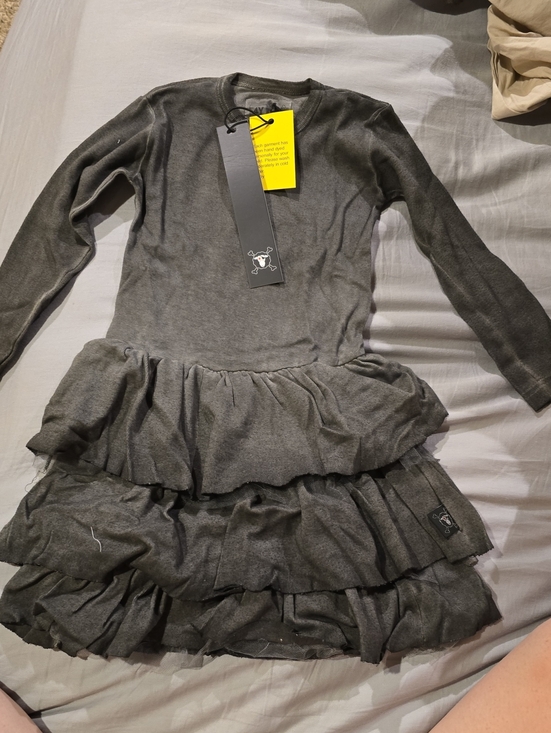nununu Other - nununu Gray Long-Sleeve Ruffle Tiered Dress